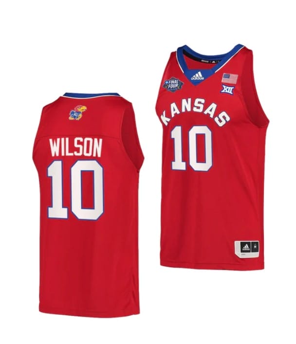 Jalen Wilson Jersey #10 Kansas Jayhawks College Basketball Jerseys Red Retro