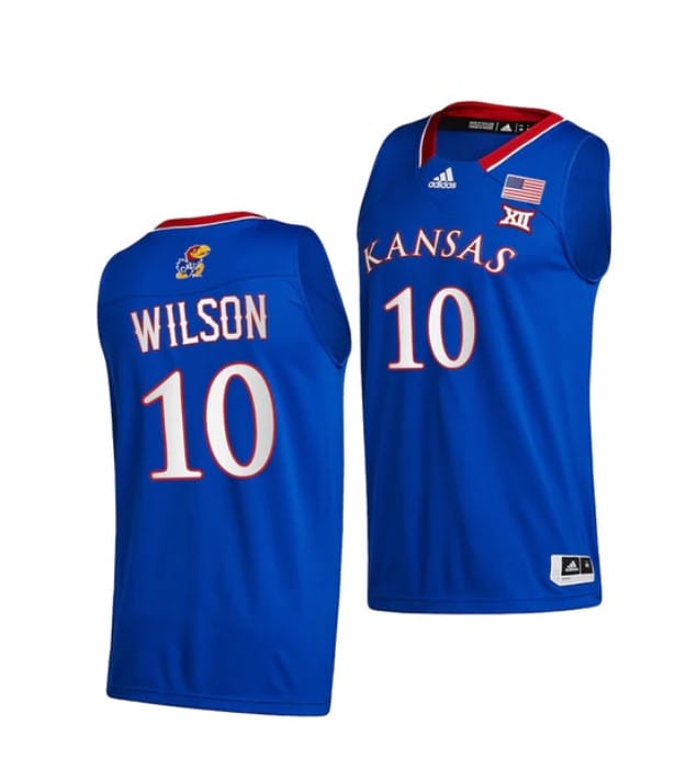 Jalen Wilson Jersey #10 Kansas Jayhawks College Basketball Jerseys Royal 2021