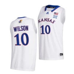 Jalen Wilson Jersey #10 Kansas Jayhawks College Basketball Jerseys White 2021