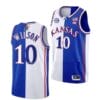 Jalen Wilson Jersey #10 Kansas Jayhawks College Basketball Jerseys White Royal Split
