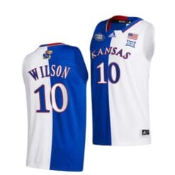 Jalen Wilson Jersey #10 Kansas Jayhawks College Basketball Jerseys White Royal Split 2022
