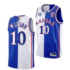Jalen Wilson Jersey #10 Kansas Jayhawks College Basketball Jerseys White Royal Split