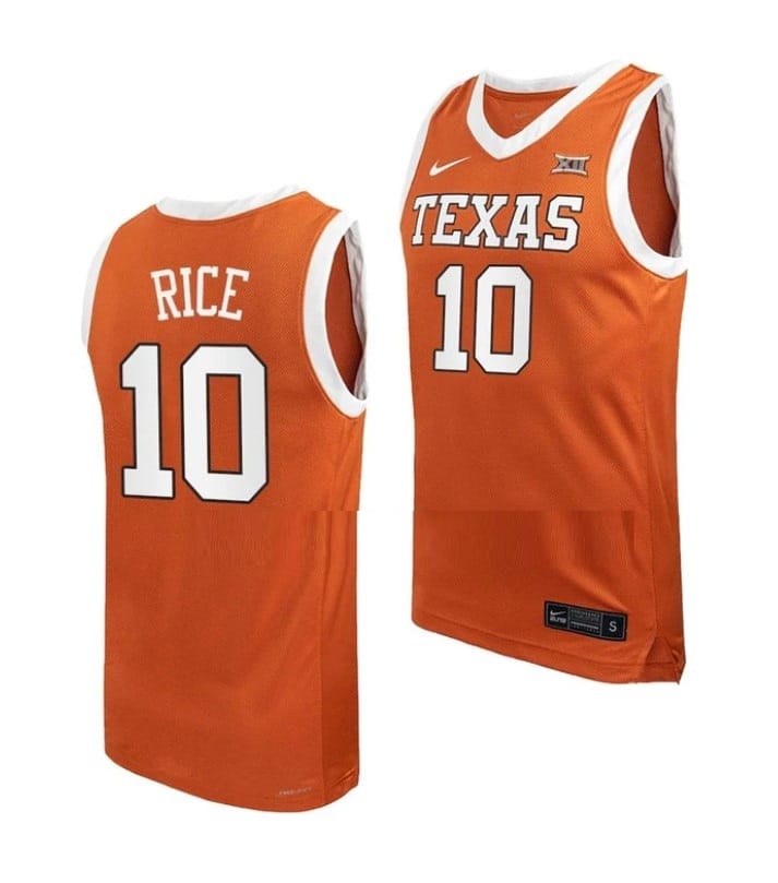 Sir'Jabari Rice Jersey #10 Texas Longhorns College Basketball Jerseys Orange