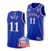 M.J. Rice Jersey #11 Kansas Jayhawks College Basketball Jerseys Blue