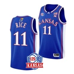 M.J. Rice Jersey #11 Kansas Jayhawks College Basketball Jerseys Blue