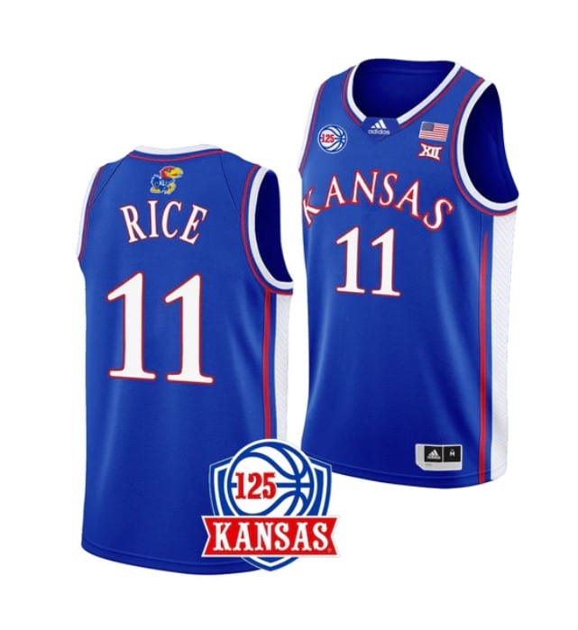 M.J. Rice Jersey #11 Kansas Jayhawks College Basketball Jerseys Blue