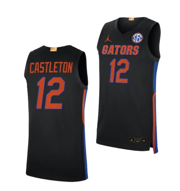 Men's #12 Colin Castleton Jersey Florida Gators College Basketball Jerseys Black