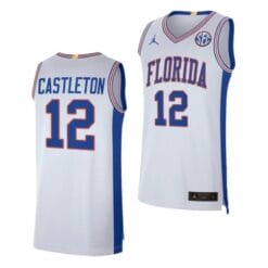 Men's #12 Colin Castleton Jersey Florida Gators College Basketball Jerseys White