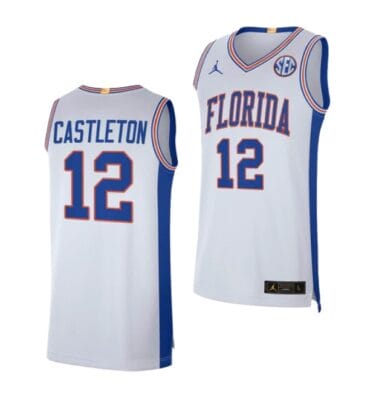 Men's #12 Colin Castleton Jersey Florida Gators College Basketball Jerseys White