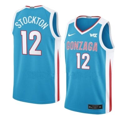 John Stockton Jersey #12 Gonzaga Bulldogs College Basketball Jerseys Blue