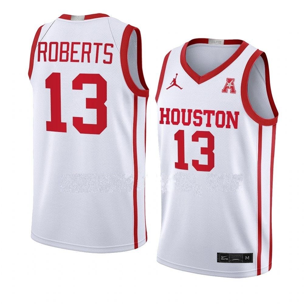 J'Wan Roberts Jersey #13 Houston Cougars College Basketball Jerseys White