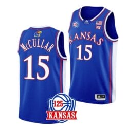Kevin McCullar Jr Jersey #15 Kansas Jayhawks College Basketball Jerseys Blue