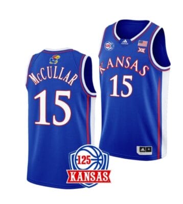 Kevin McCullar Jr Jersey #15 Kansas Jayhawks College Basketball Jerseys Blue