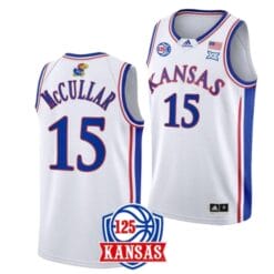 Kevin McCullar Jr Jersey #15 Kansas Jayhawks College Basketball Jerseys White