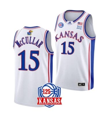 Kevin McCullar Jr Jersey #15 Kansas Jayhawks College Basketball Jerseys White