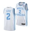 Caleb Love Jersey #2 North Carolina Tar Heels College Basketball Jerseys White Elite