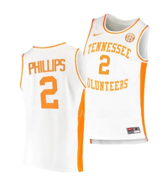 Julian Phillips Jersey #2 Tennessee Volunteers College Basketball Jerseys White