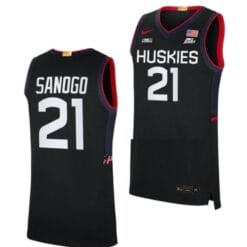 Men's #21 Adama Sanogo Jersey UConn Huskies College Basketball Jerseys Black