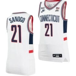 Men's #21 Adama Sanogo Jersey UConn Huskies College Basketball Jerseys White