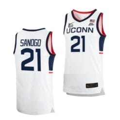 Men's #21 Adama Sanogo Jersey UConn Huskies College Basketball Jerseys White Home