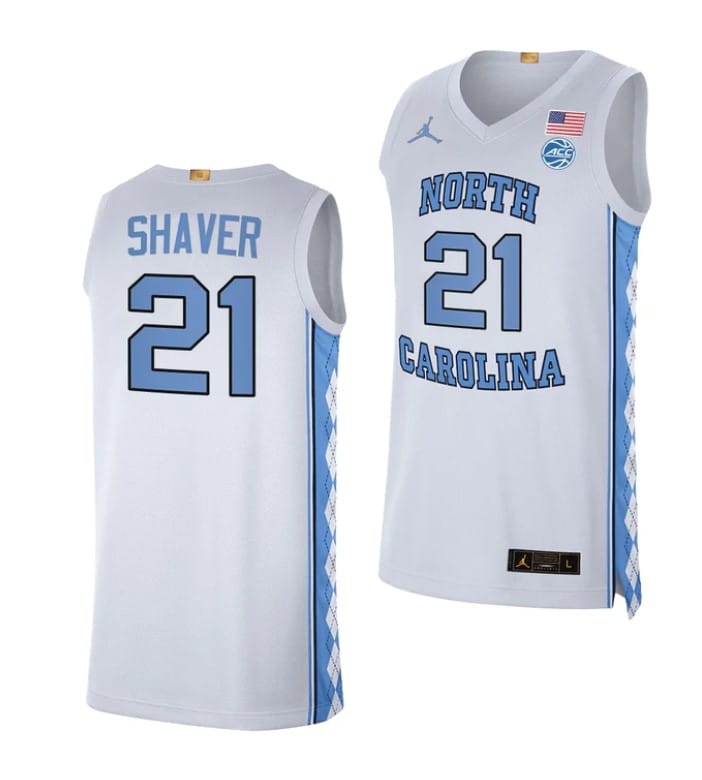 Will Shaver Jersey #21 North Carolina Tar Heels College Basketball Jerseys White