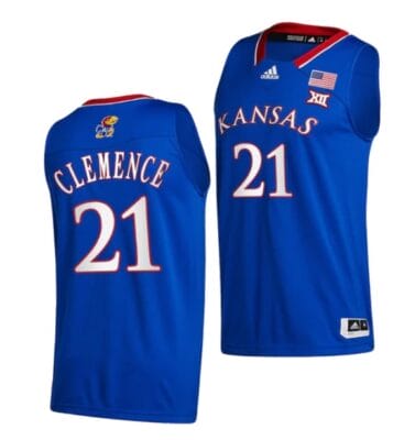 Zach Clemence Jersey #21 Kansas Jayhawks College Basketball Jerseys Blue 2022
