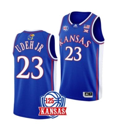 Ernest Udeh Jr Jersey #23 Kansas Jayhawks College Basketball Jerseys Blue