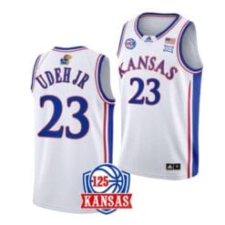 Ernest Udeh Jr Jersey #23 Kansas Jayhawks College Basketball Jerseys White