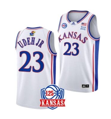 Ernest Udeh Jr Jersey #23 Kansas Jayhawks College Basketball Jerseys White