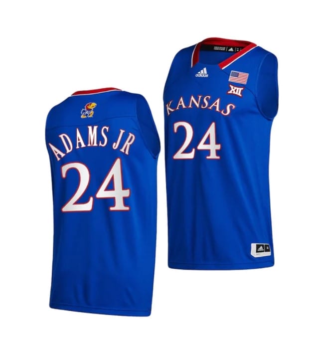 KJ Adams Jr Jersey #24 Kansas Jayhawks College Basketball Jerseys Blue 2022