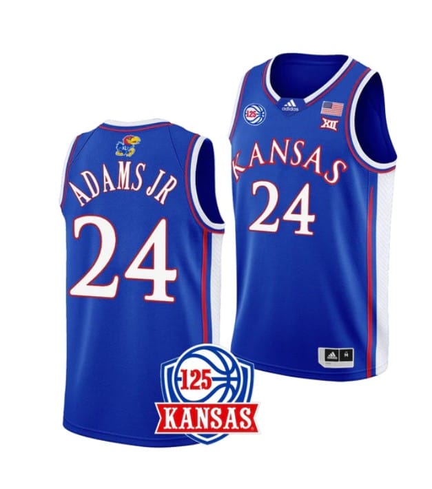 KJ Adams Jr Jersey #24 Kansas Jayhawks College Basketball Jerseys Blue