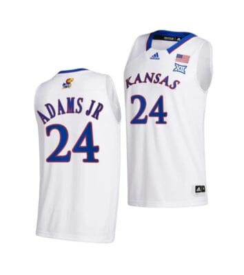 KJ Adams Jr Jersey #24 Kansas Jayhawks College Basketball Jerseys White 2022
