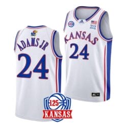K.J. Adams Jr Jersey #24 Kansas Jayhawks College Basketball Jerseys White