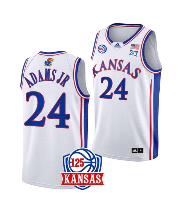 K.J. Adams Jr Jersey #24 Kansas Jayhawks College Basketball Jerseys White