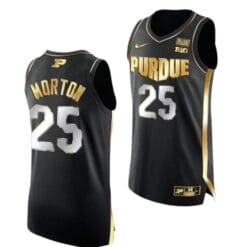 Men's #25 Ethan Morton Jersey Purdue Boilermakers College Basketball Jerseys Black Golden