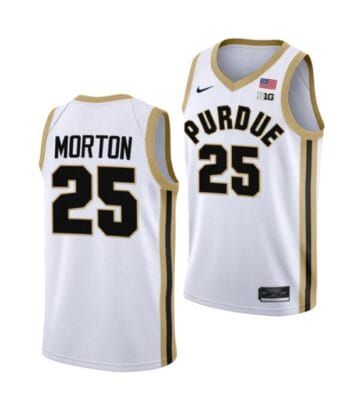 Men's #25 Ethan Morton Jersey Purdue Boilermakers College Basketball Jerseys White
