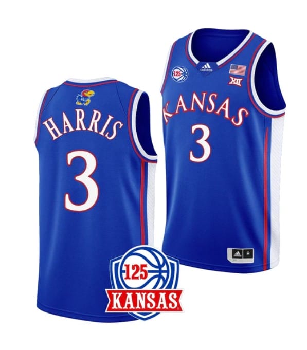 Men's Dajuan Harris Jr Jersey #3 Kansas Jayhawks College Basketball Jerseys Blue