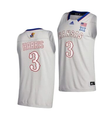 Men's Dajuan Harris Jr Jersey #3 Kansas Jayhawks College Basketball Jerseys Gray 2021