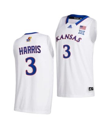 Men's Dajuan Harris Jr Jersey #3 Kansas Jayhawks College Basketball Jerseys White 2021