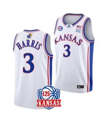 Men's Dajuan Harris Jr Jersey #3 Kansas Jayhawks College Basketball Jerseys White