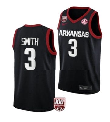 Men's #3 Nick Smith Jersey Arkansas Razorbacks College Basketball Jerseys Black