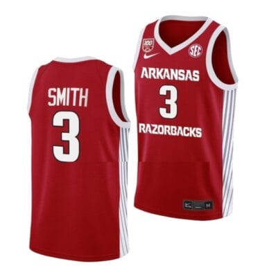 Men's #3 Nick Smith Jersey Arkansas Razorbacks College Basketball Jerseys Red