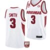 Men's #3 Nick Smith Jersey Arkansas Razorbacks College Basketball Jerseys White
