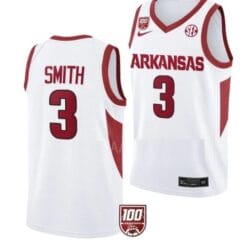 Men's #3 Nick Smith Jersey Arkansas Razorbacks College Basketball Jerseys White