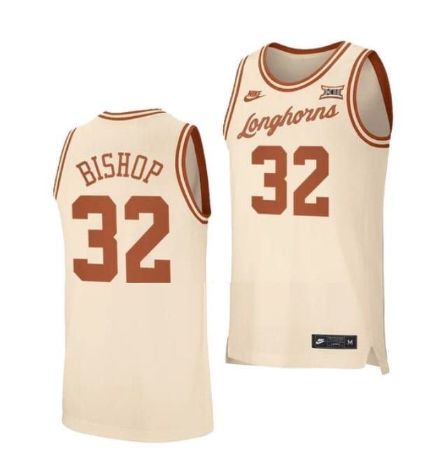 Christian Bishop Jersey #32 Texas Longhorns College Basketball Jerseys Cream