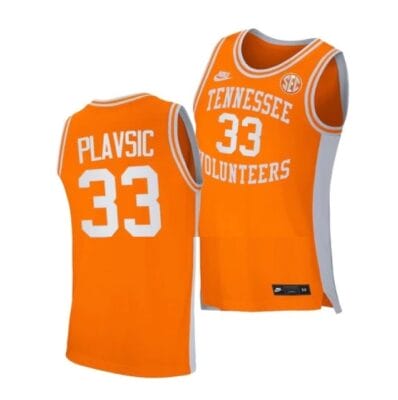 Uros Plavsic Jersey #33 Tennessee Volunteers College Basketball Jerseys Orange Retro