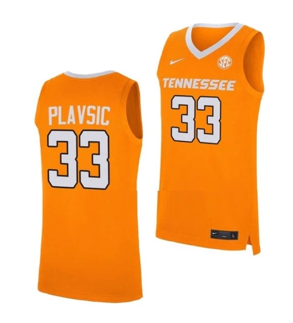 Uros Plavsic Jersey #33 Tennessee Volunteers College Basketball Jerseys Orange