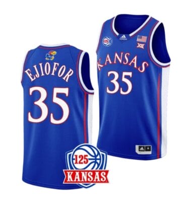Zuby Ejiofor Jersey #35 Kansas Jayhawks College Basketball Jerseys Blue