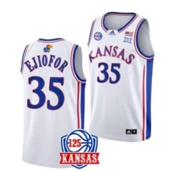 Zuby Ejiofor Jersey #35 Kansas Jayhawks College Basketball Jerseys White