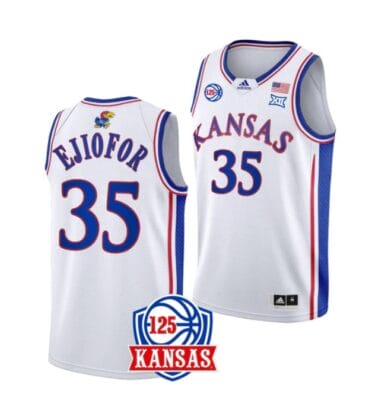 Zuby Ejiofor Jersey #35 Kansas Jayhawks College Basketball Jerseys White